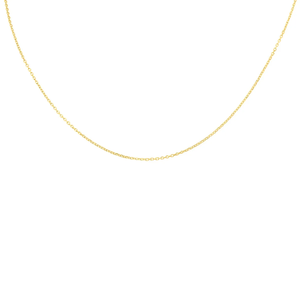 14K Yellow Gold 1.4Mm Diamond Cut Oval Cable Chain With Lobster Clasp - 20 Inch