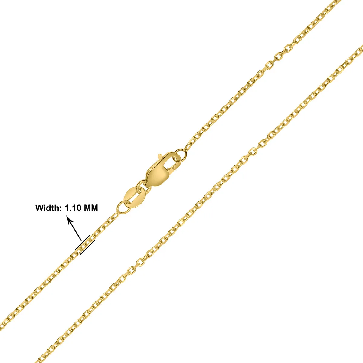 14K Yellow Gold 1.4Mm Diamond Cut Oval Cable Chain With Lobster Clasp - 20 Inch