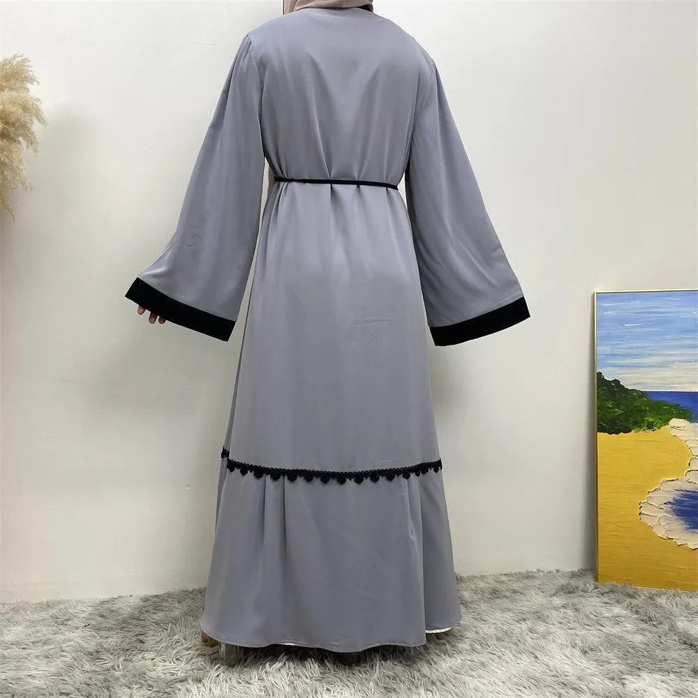 1584# Nida Fabric Simple Elegant Turkey Black Embroidered Abaya