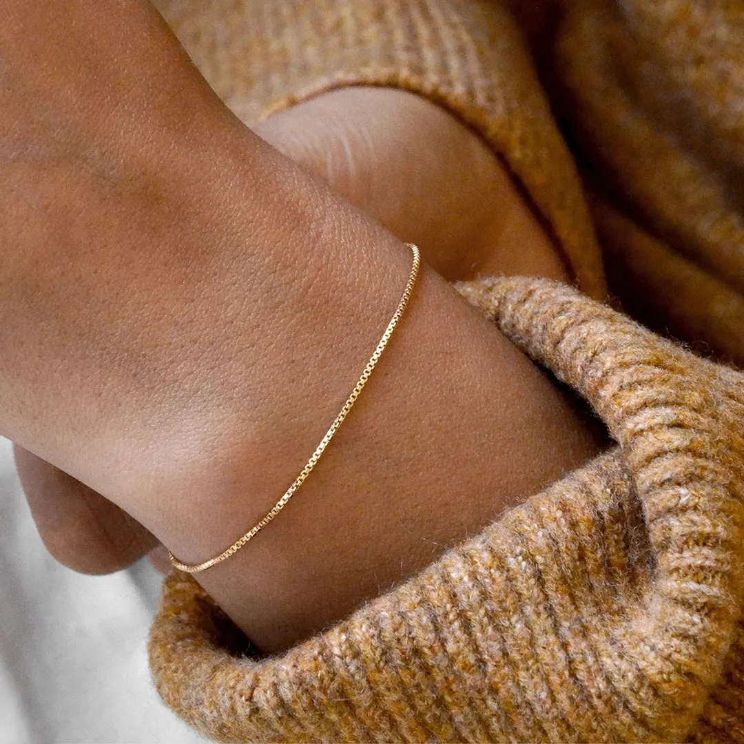 18K Gold Box Chain Bracelet