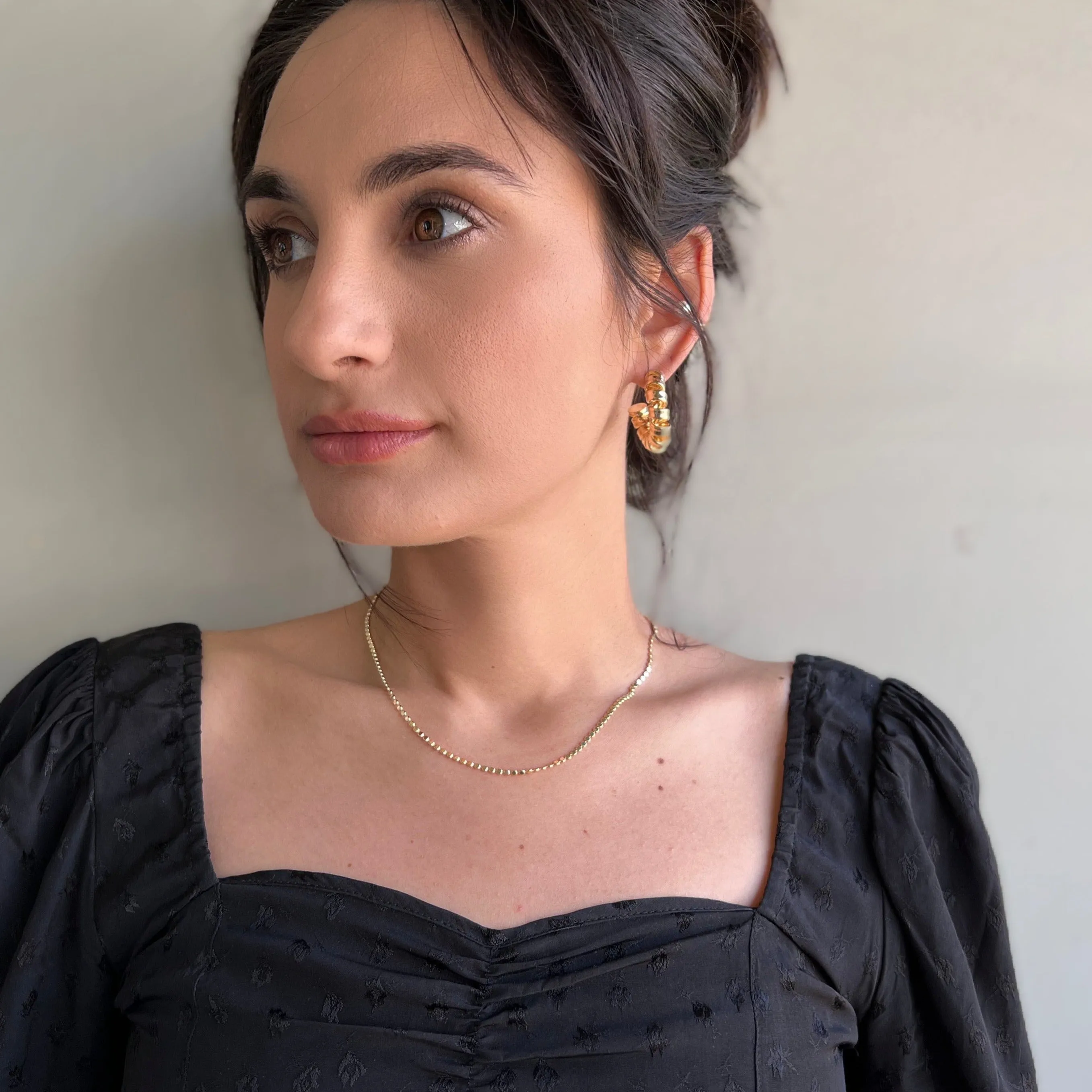 18k Gold Filled Curly C-Hoop Earrings Medium