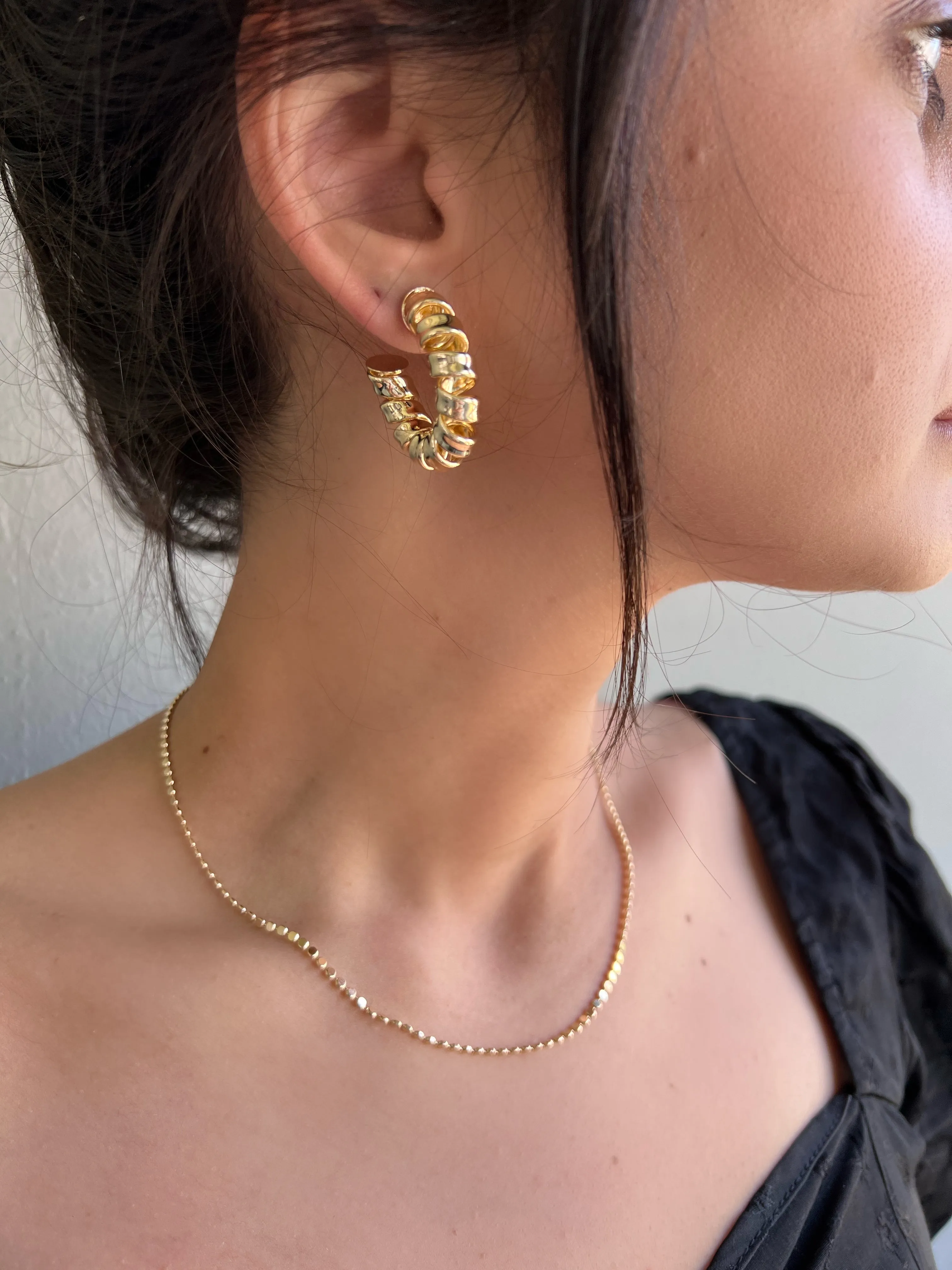 18k Gold Filled Curly C-Hoop Earrings Medium