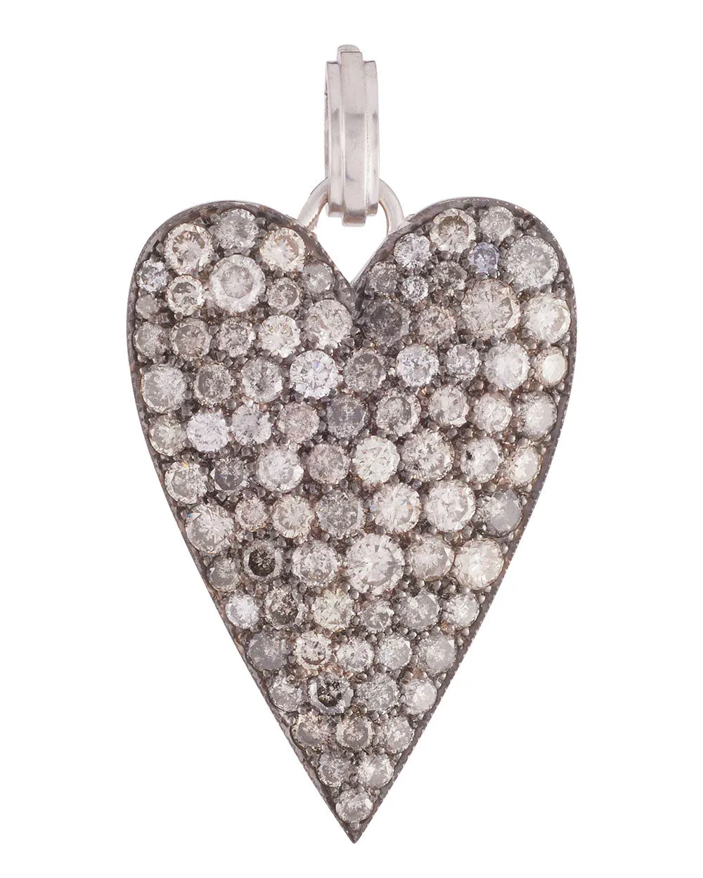18k White Gold and Grey Diamond Heart Pendant