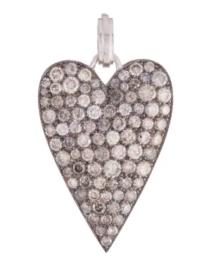 18k White Gold and Grey Diamond Heart Pendant