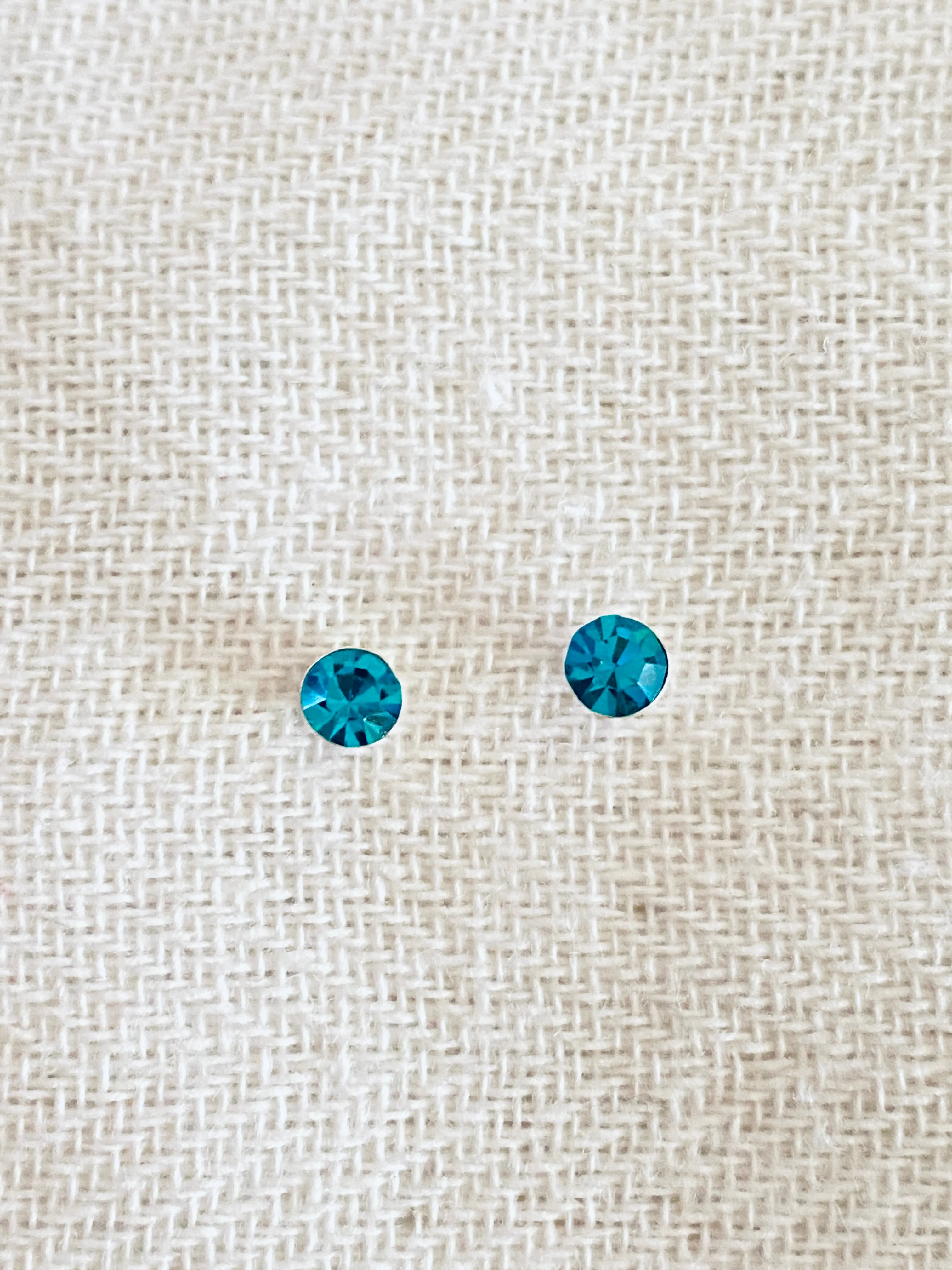 4mm Colorful Cubic Zirconia On Sterling Silver Stud Earrings