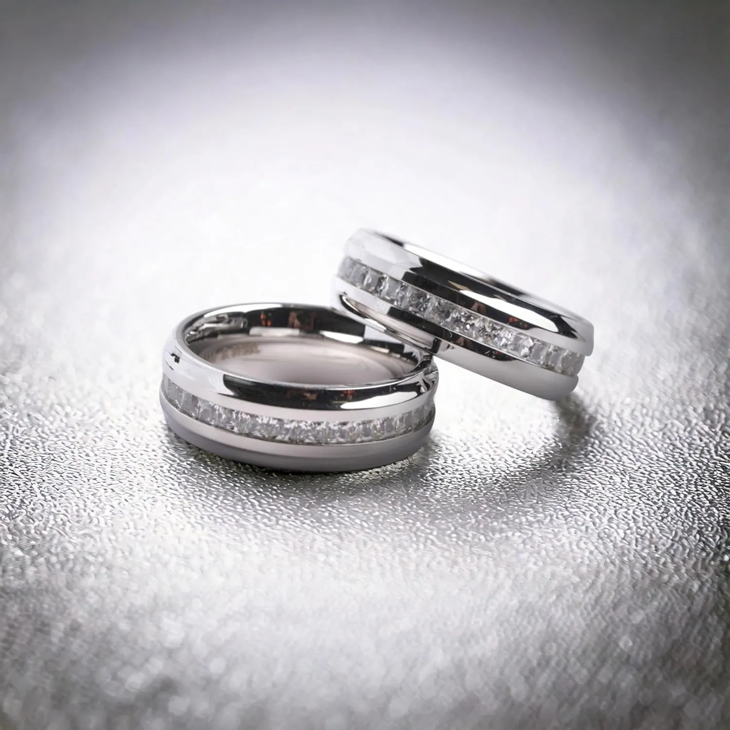 8mm Cubic Zirconia Ring for Men  Stylish CZ Eternity Men Engagement Ring, Premium Mens Stainless steel Wedding Band for Anniversary or Wedding