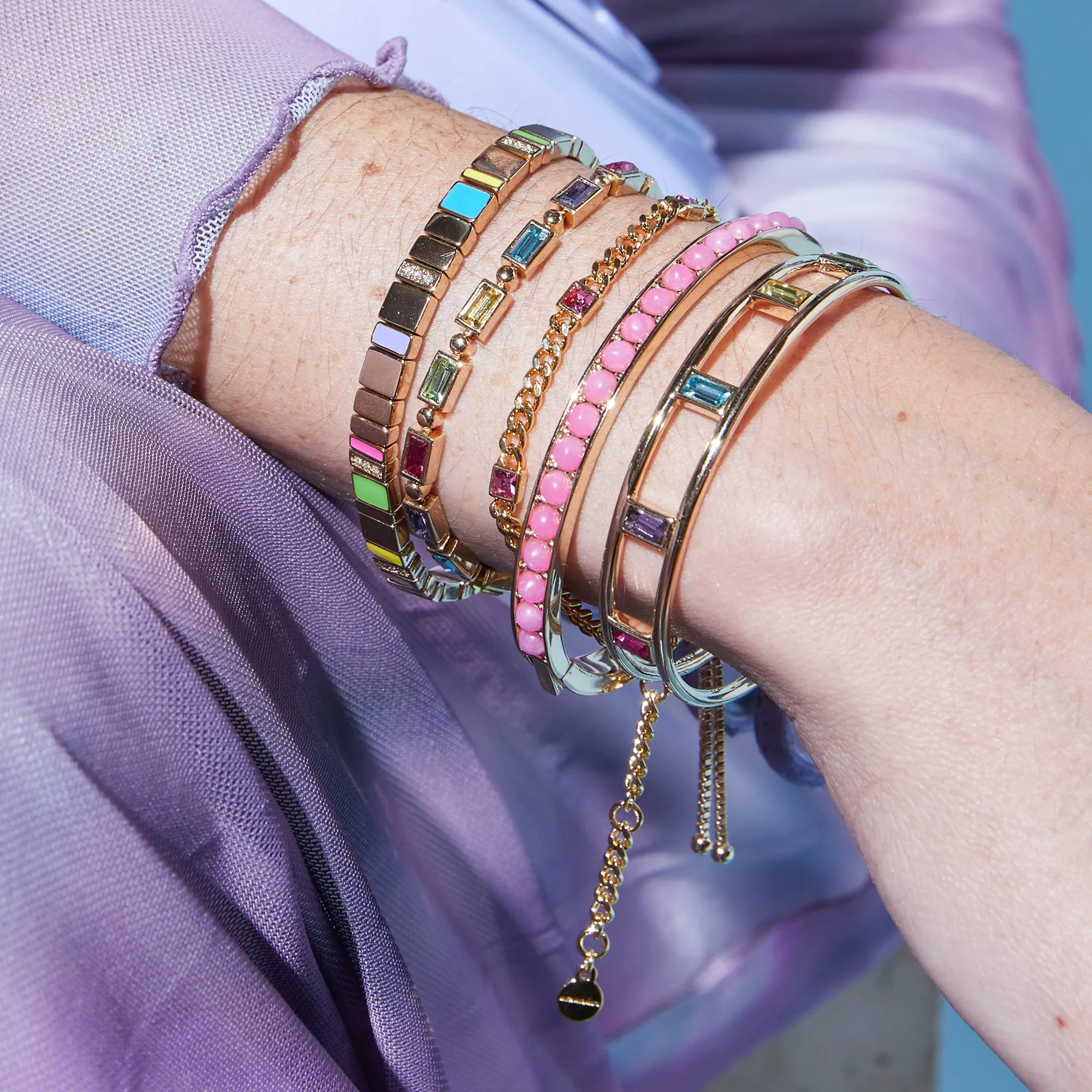 ‘90s Nostalgia Multicolor Crystal Cuff Bracelet