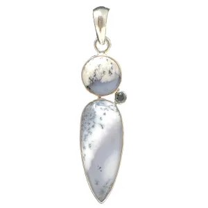 925 Silver Dendritic Opal and Onyx Stone Sterling Pendant