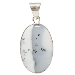 925 Silver Dendritic Opal Oval Sterling Pendant