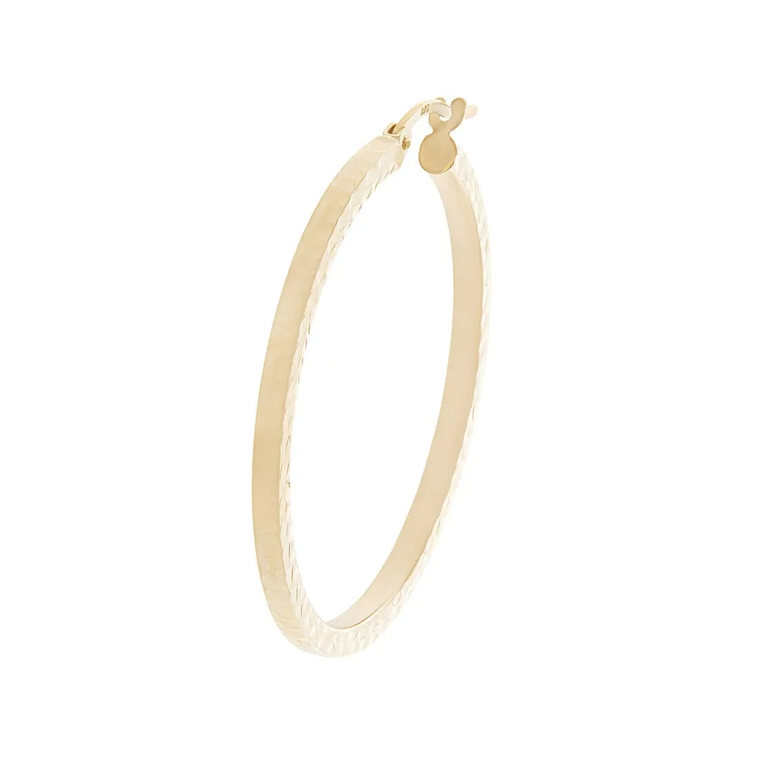 9ct Yellow Gold Diamond Cut Hoop Earrings 30mm