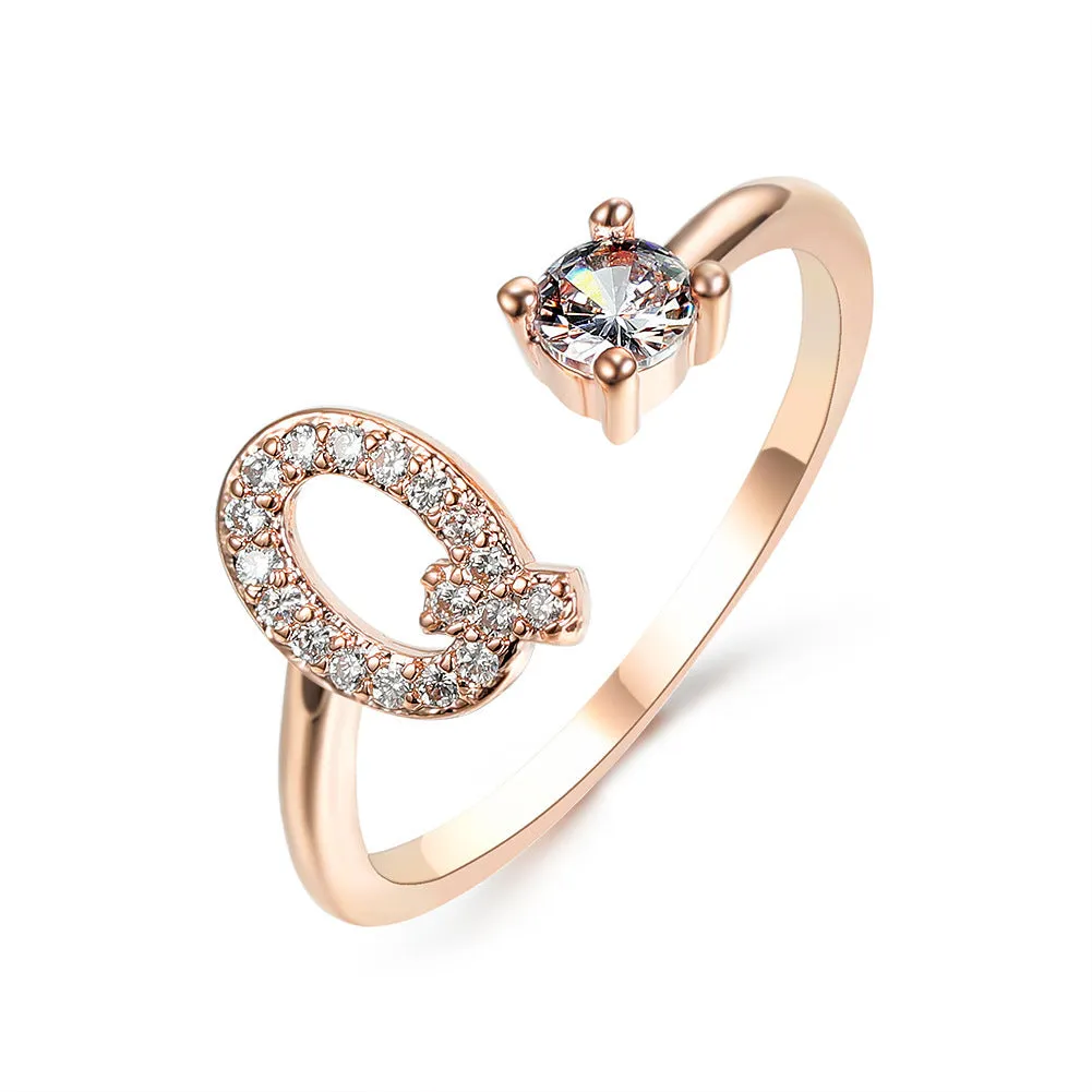 Adjustable Initial Letter Ring Simple Elegant Fashion Jewelry