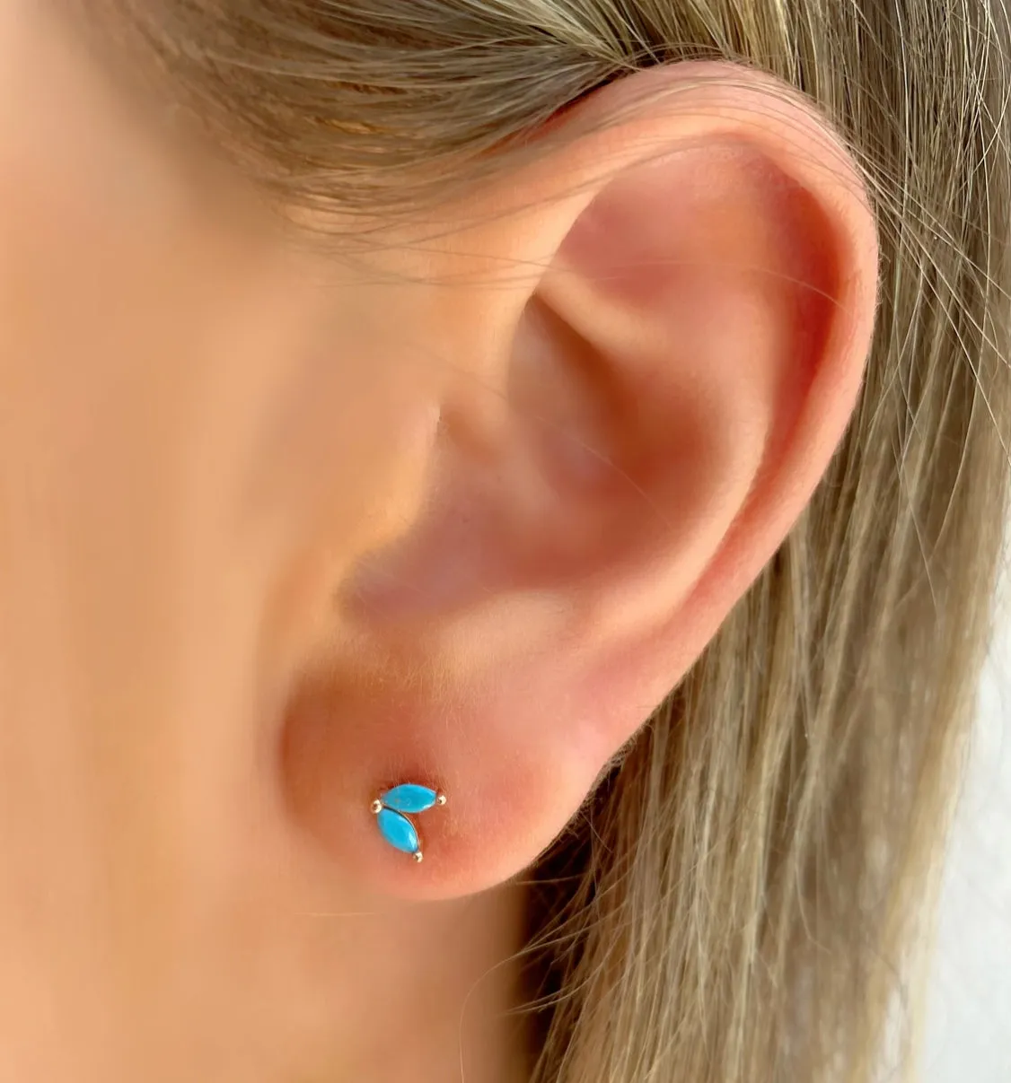 Aker Turquoise Rose Gold Stud Earrings