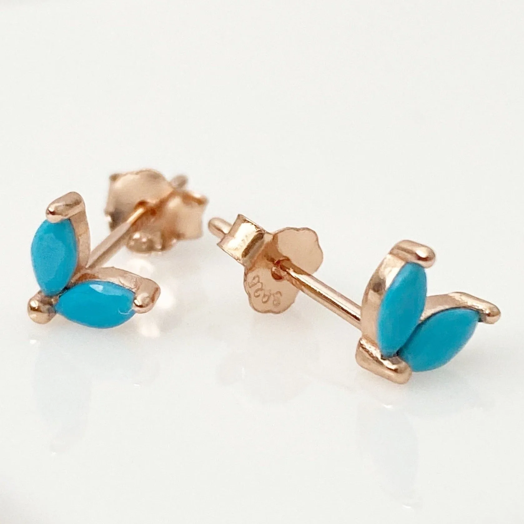 Aker Turquoise Rose Gold Stud Earrings