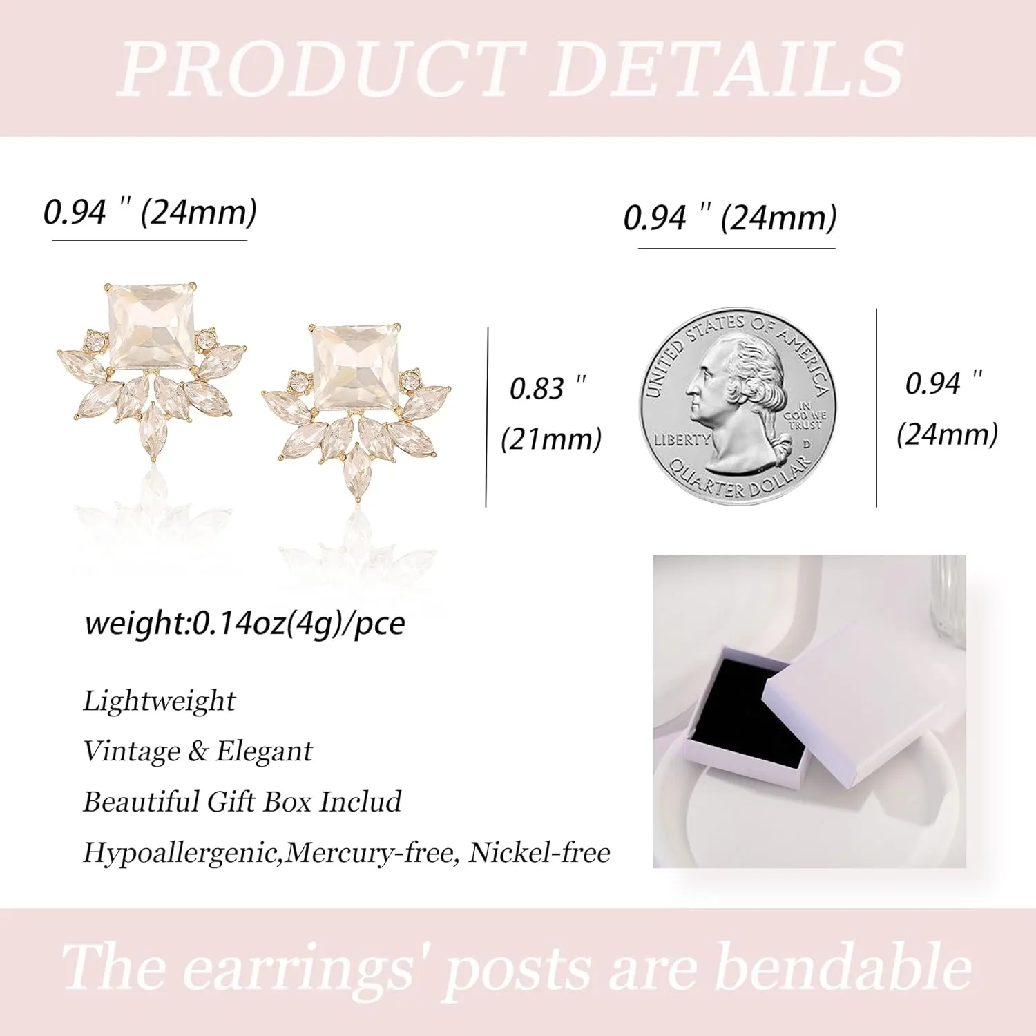 ATIMIGO Vintage Rhinestone Crystal Cluster Drop Earrings Art Deco Hypoallergenic Earrings for Women Wedding Bridal Prom Formal