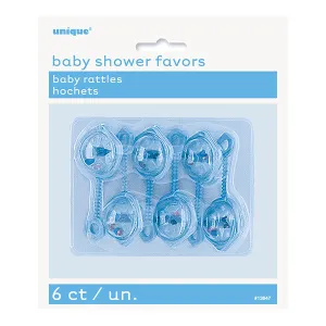 Blue Baby Rattles 6.5cm 6pk