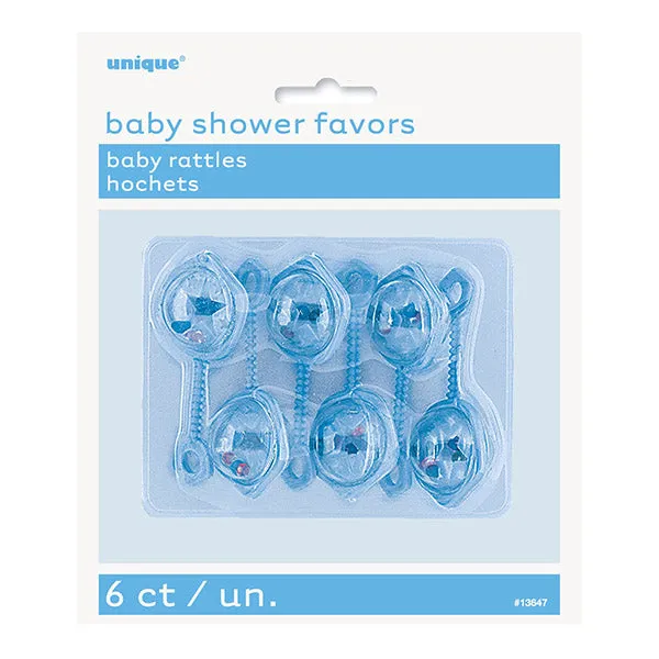 Blue Baby Rattles 6.5cm 6pk