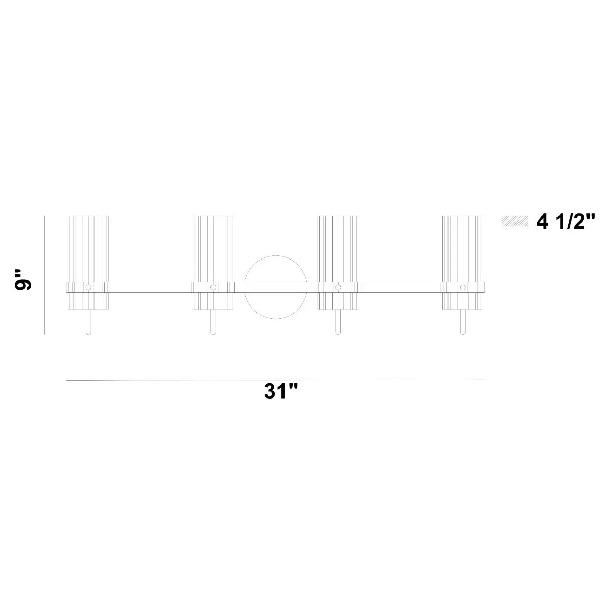 Brook 31 in. 4 Lights Vanity Light Polished Nickel Finish