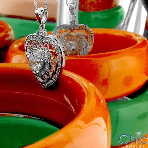 Cubic Zirconia Cz 2 Heart Pendant