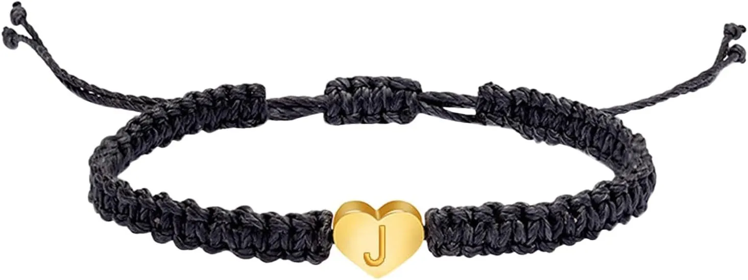 Dainty Link Chain Bracelet Handwoven Gold Love English 26 Initials Lovers Girlfriends Friendship Bracelet With Classic Cuff Bangle Dainty Bracelet- Men (J, One Size)