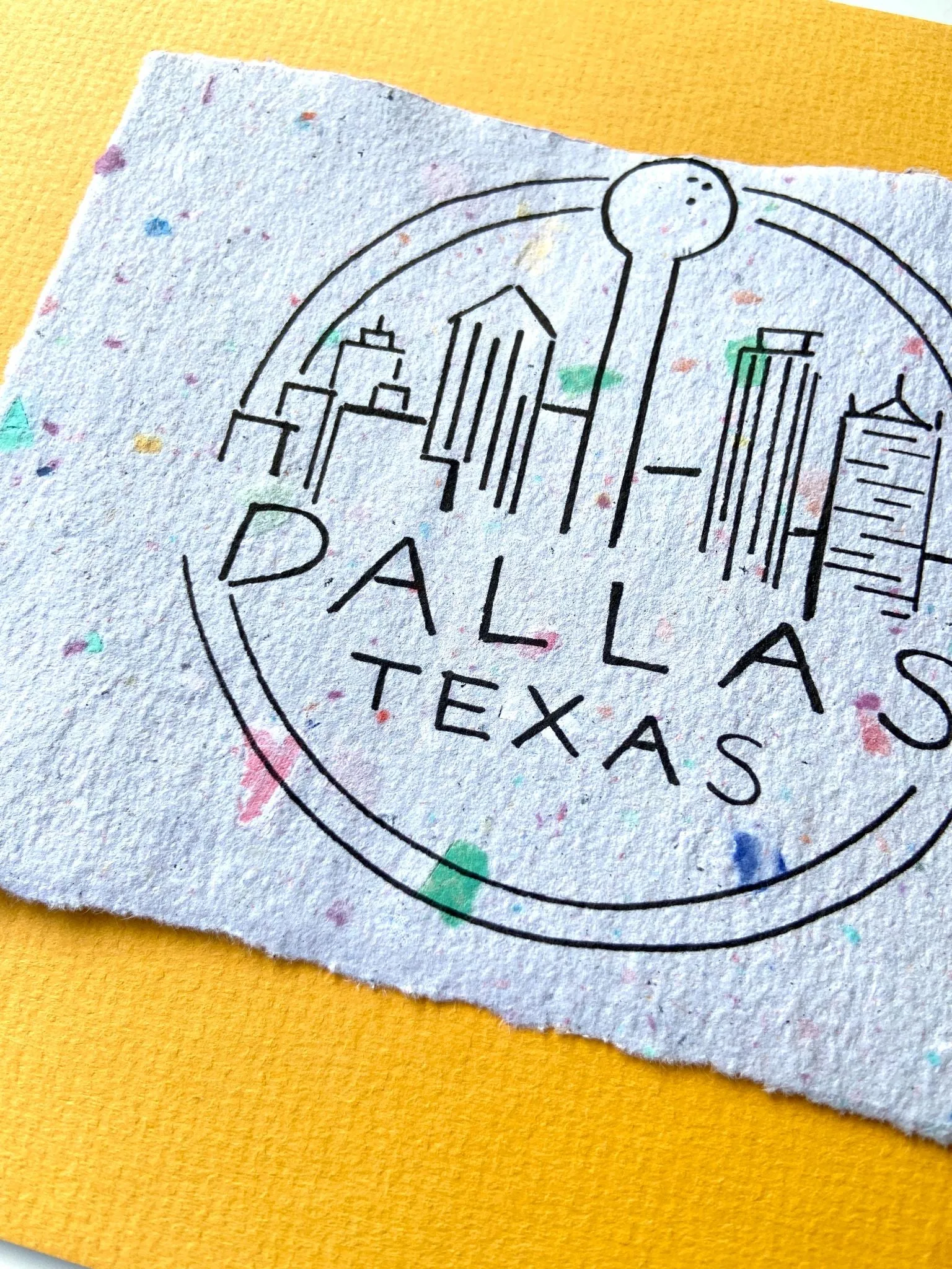 Dallas Skyline Print on Eco-Friendly Handmade Paper