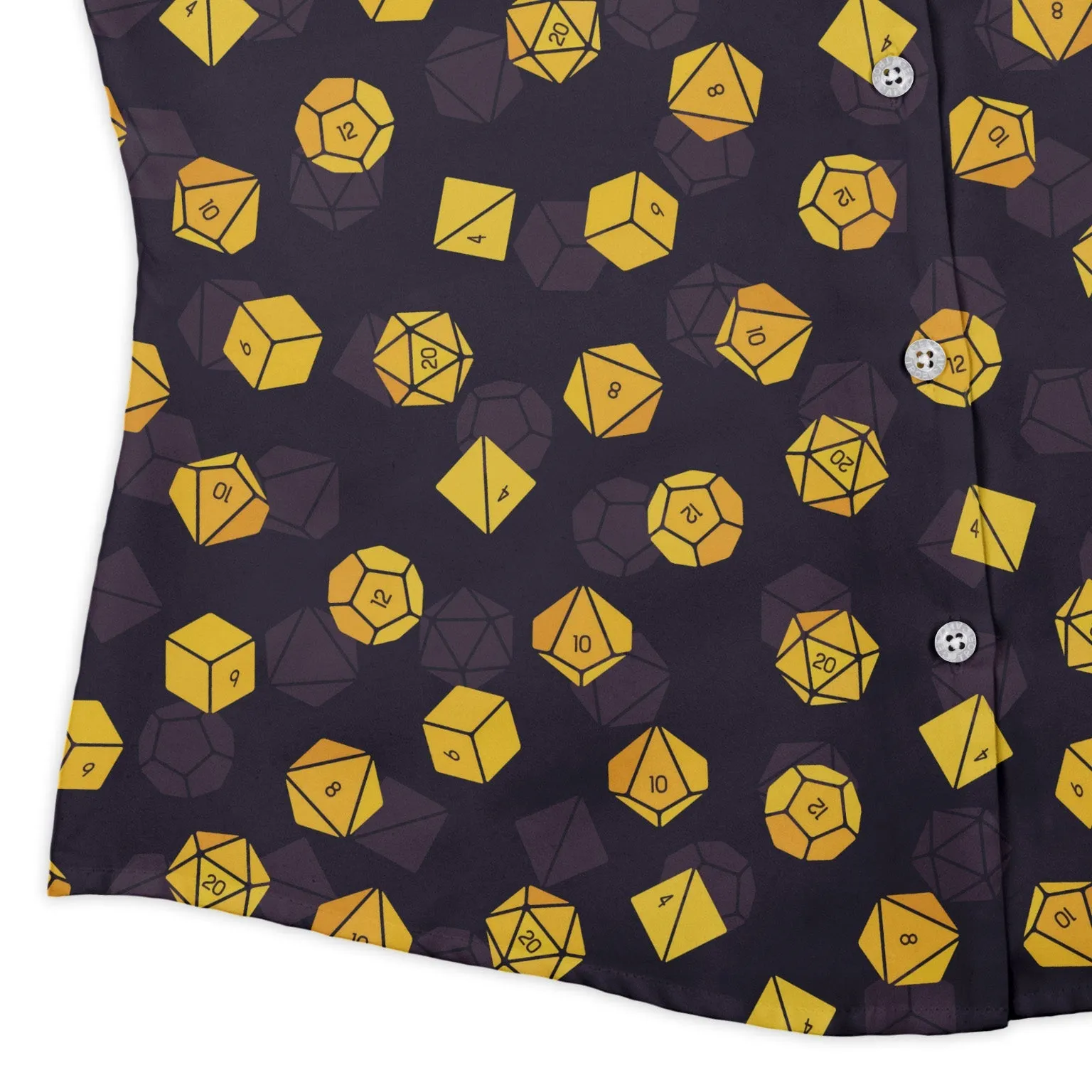 Dnd High Roller Gold Dice Curvy Button Up Shirt
