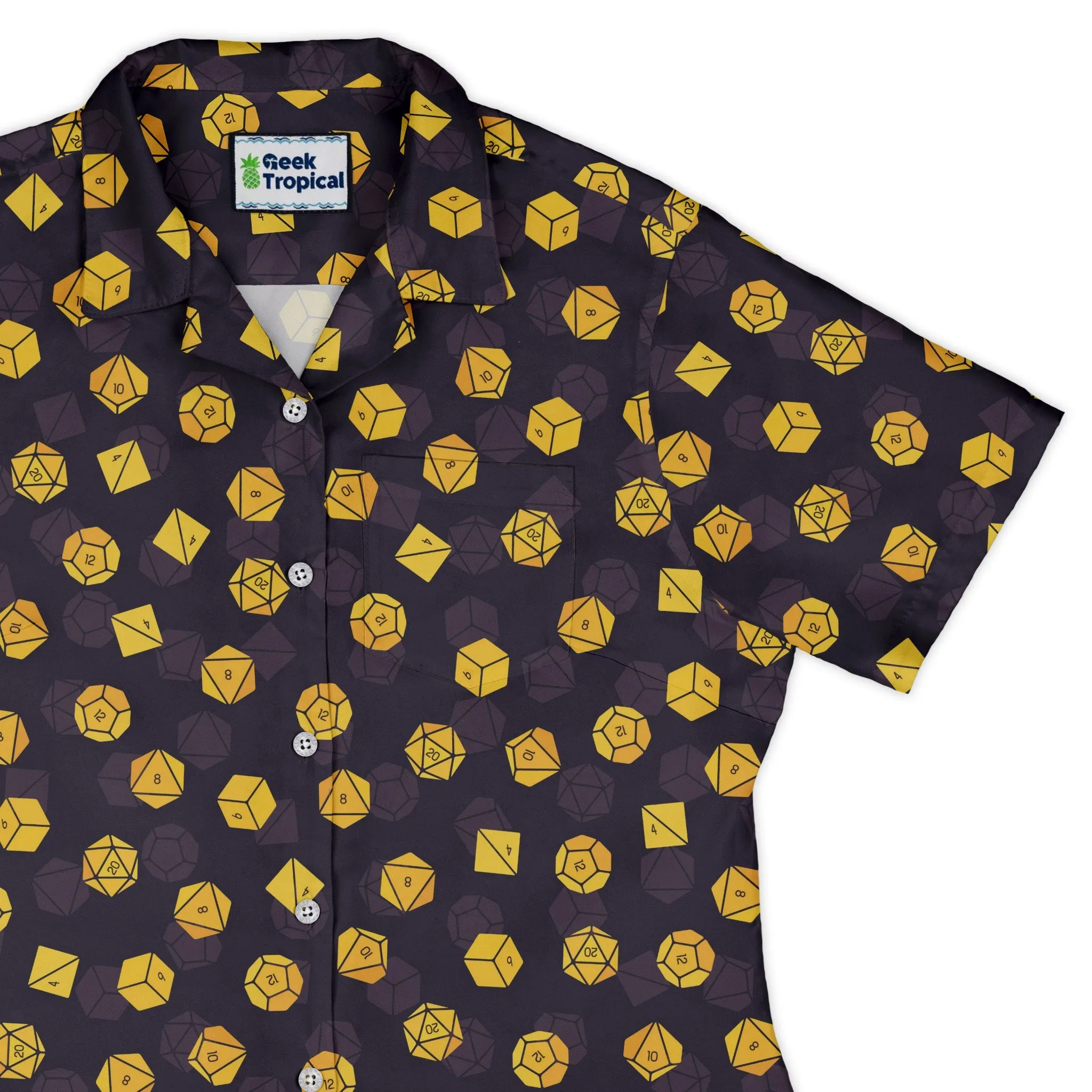Dnd High Roller Gold Dice Curvy Button Up Shirt