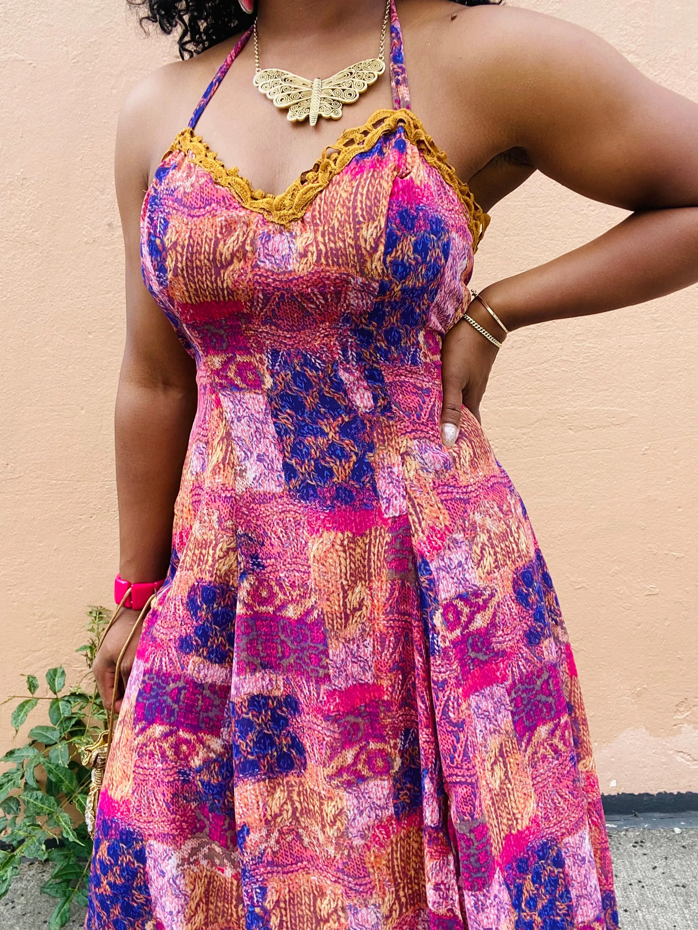 “Eden” multicolored print dress