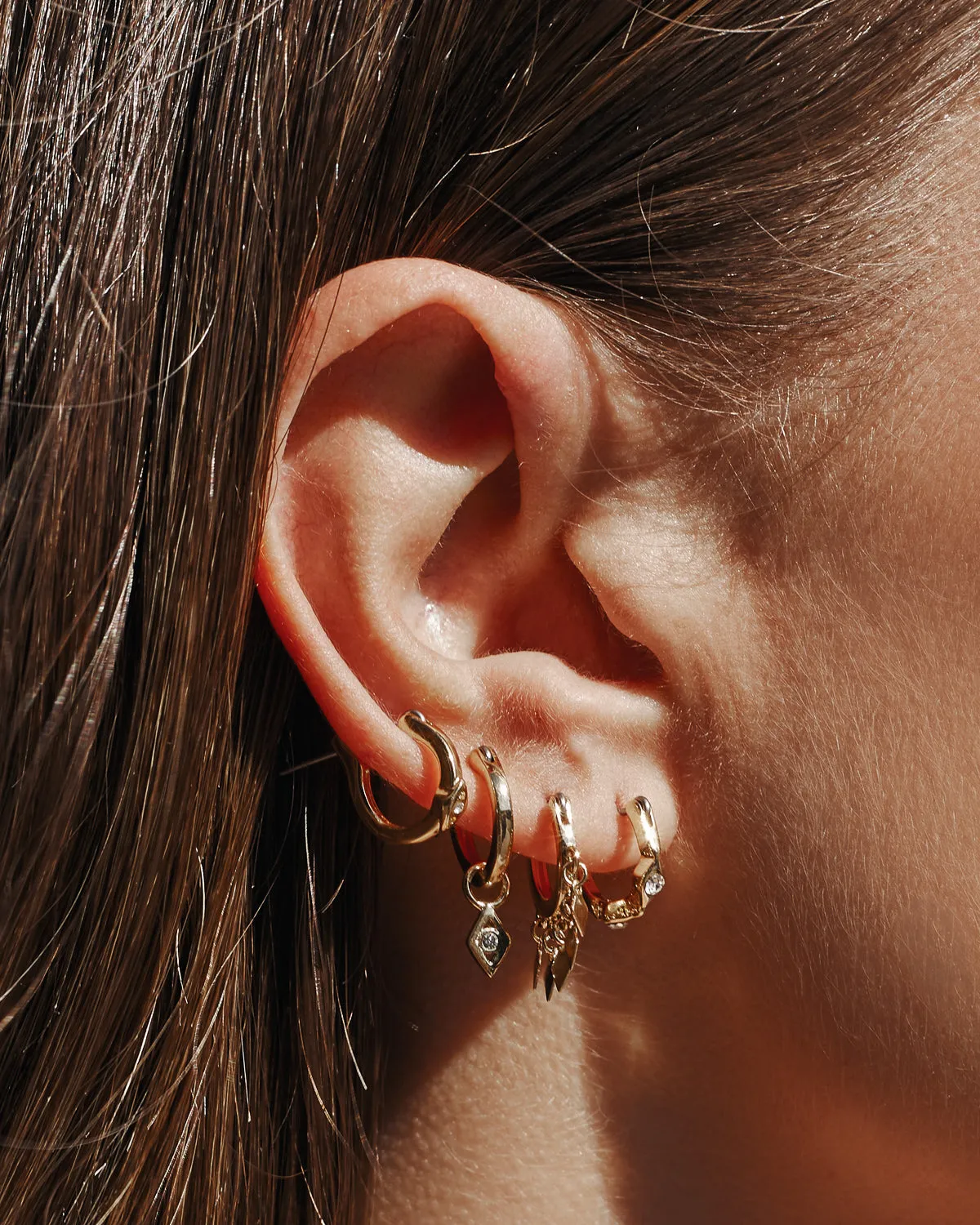 Evil Eye Hoop Huggies - Gold