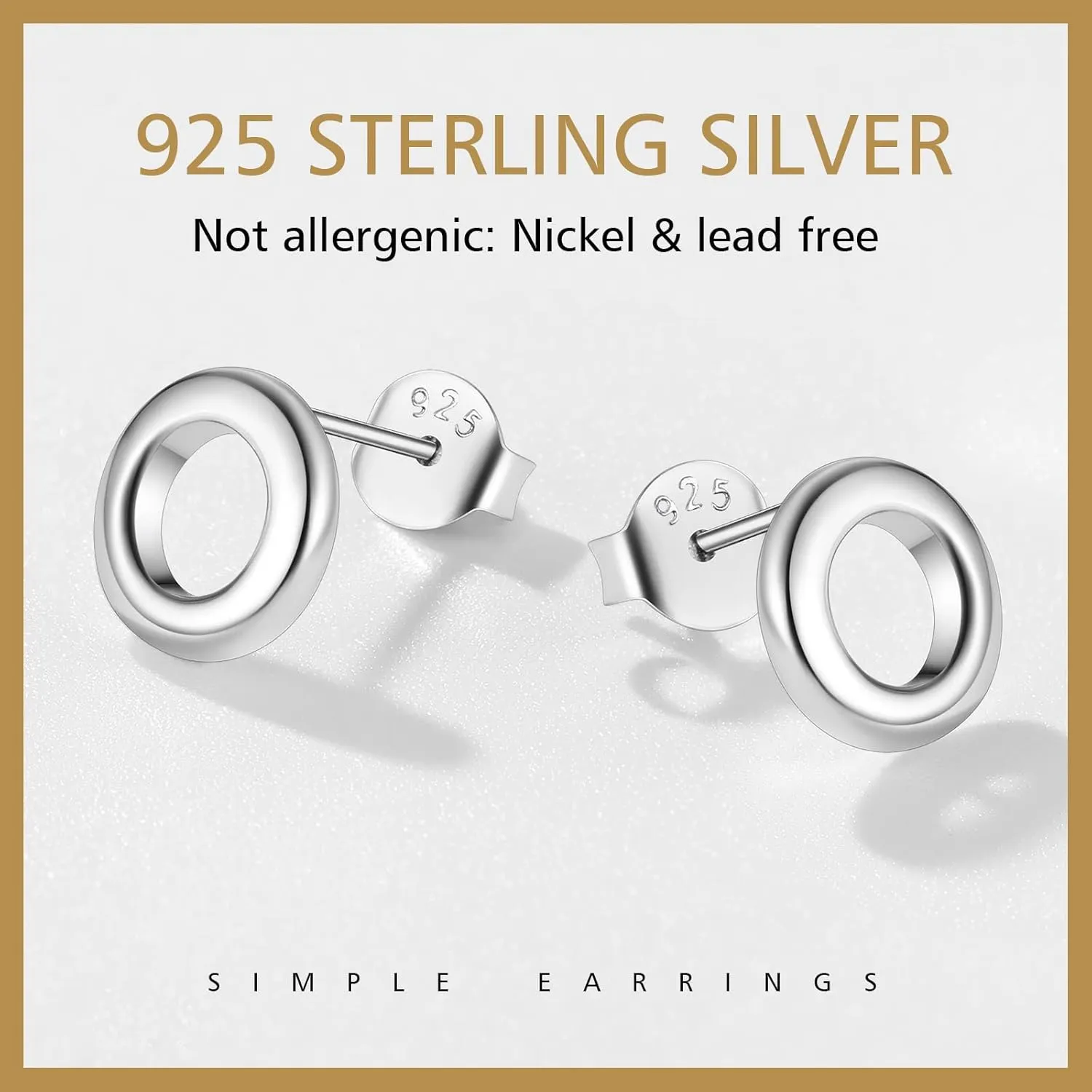 FindChic Hypoallergenic Sterling Silver Small Bar/Dot/Triangle/Butterfly/Lightning Studs Earrings Minimalist Geometric Jewelry Valentine Gifts for Women Men Girls, with Gift Box