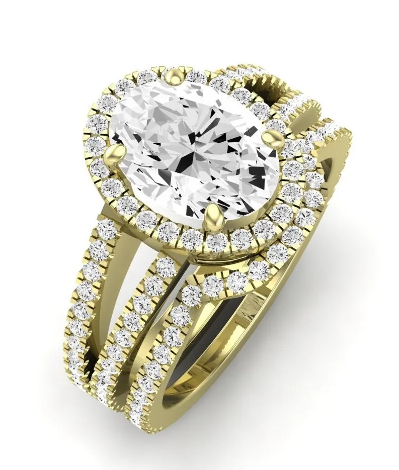 Freesia - GIA Natural Oval Diamond Bridal Set