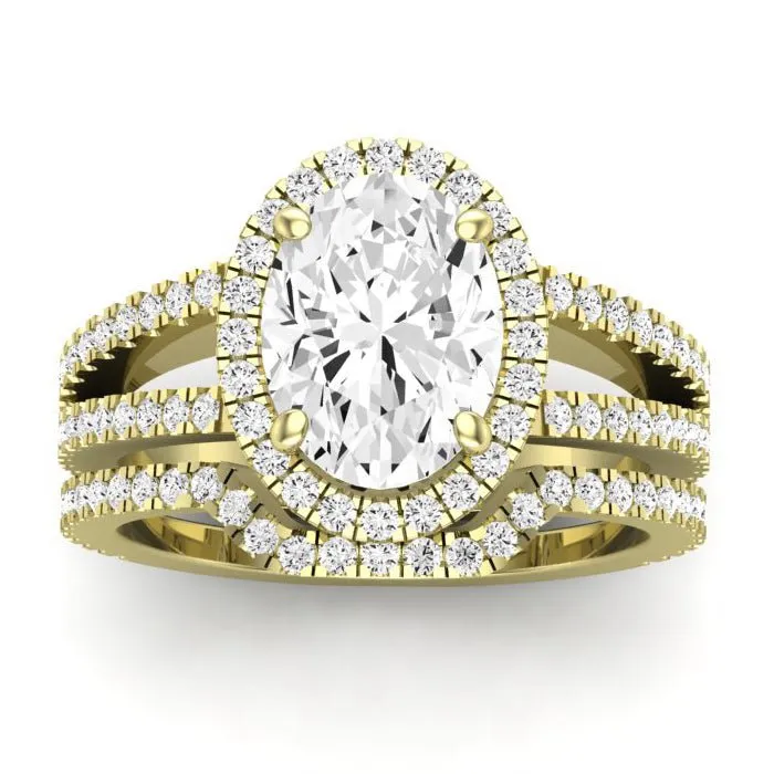 Freesia - GIA Natural Oval Diamond Bridal Set