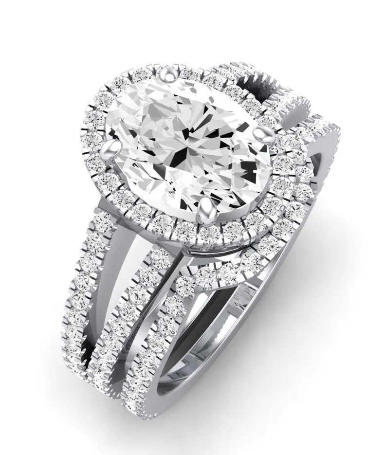 Freesia - GIA Natural Oval Diamond Bridal Set