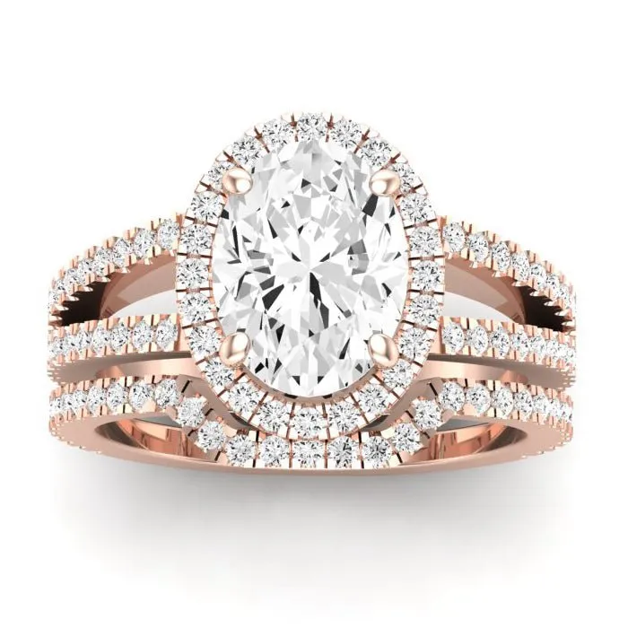 Freesia - GIA Natural Oval Diamond Bridal Set