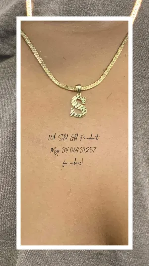 Genuine Solid 10k Gold Pendants with 14k Gold Dipped Nugget Chain