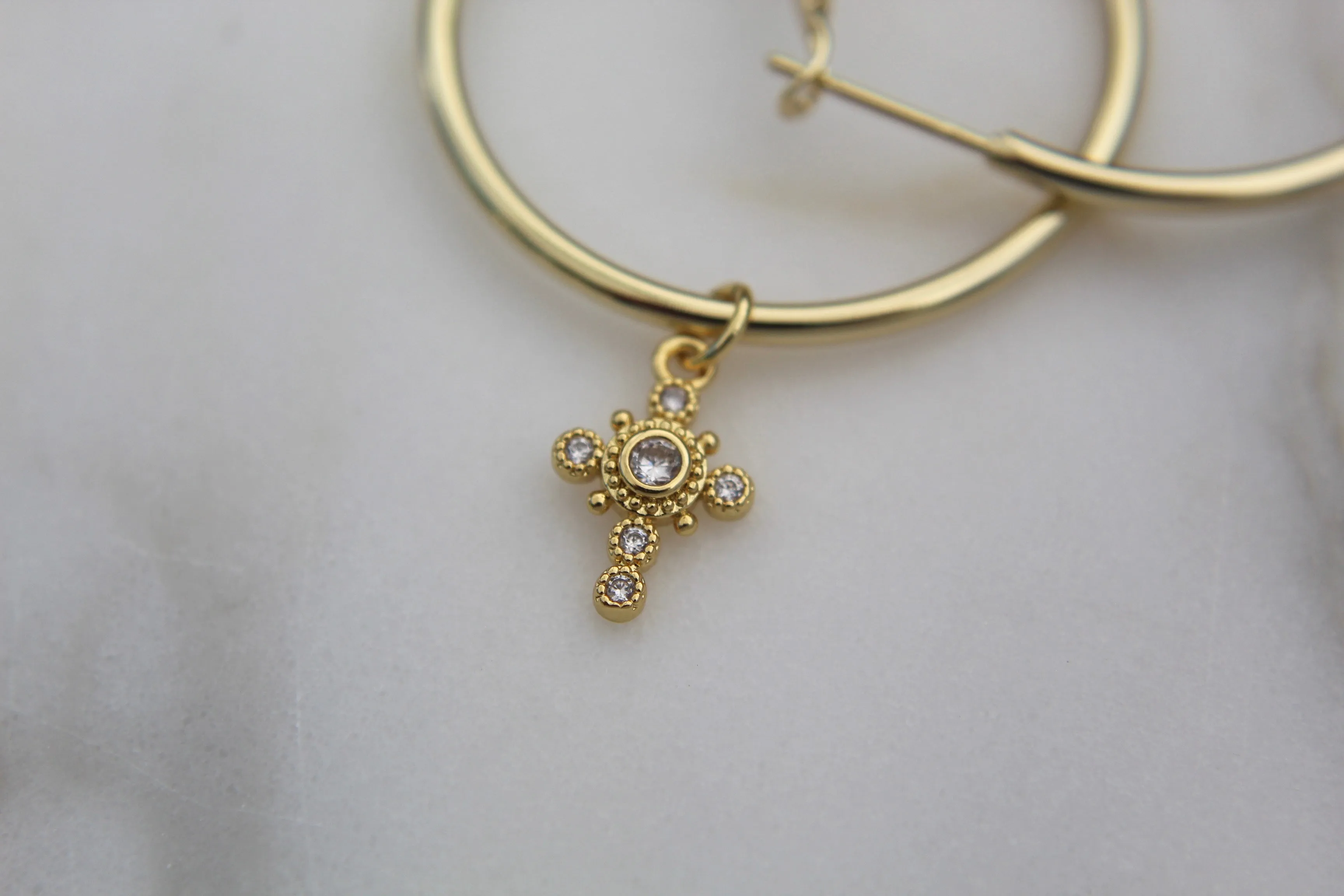 Intricate Cross Hoop Earrings