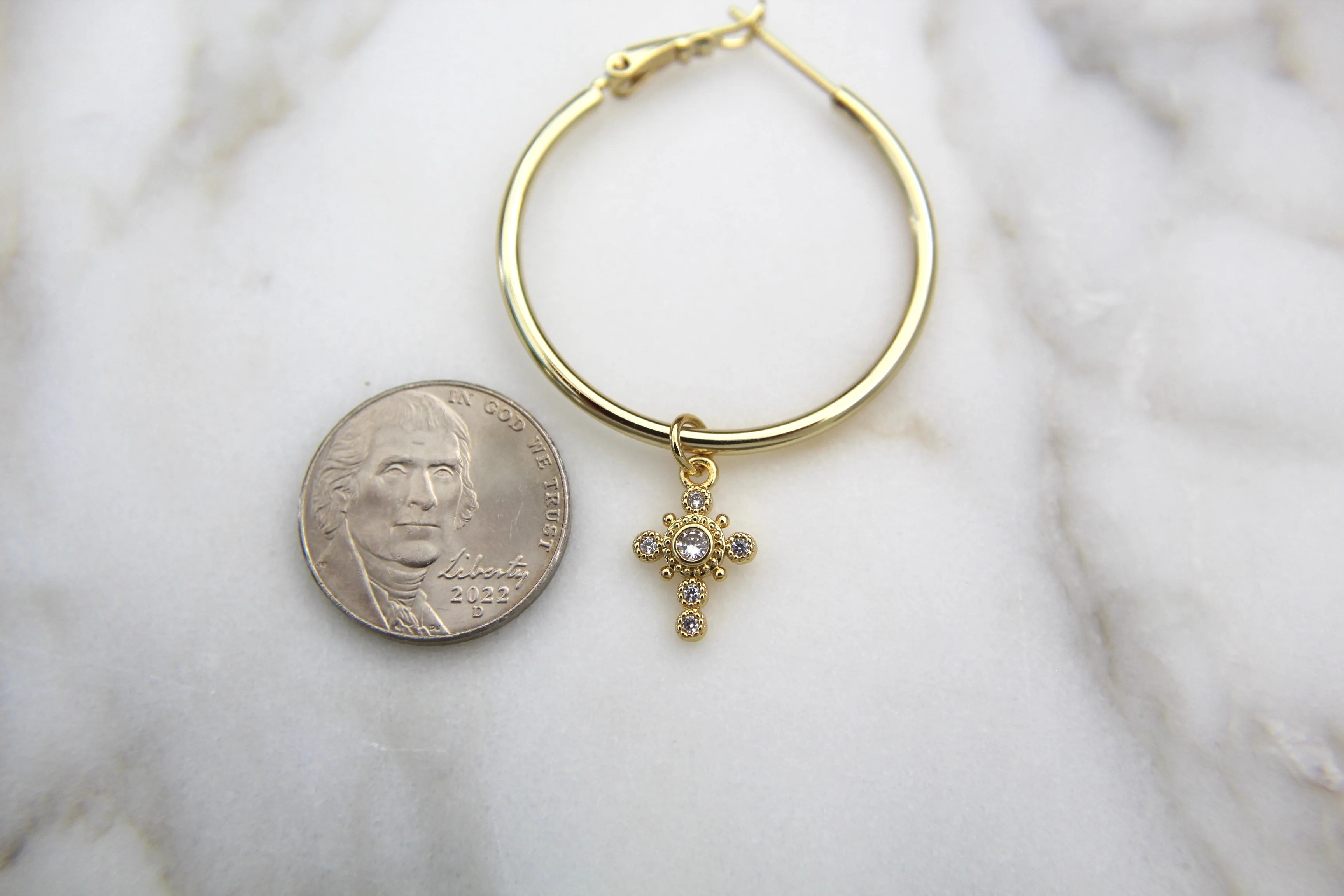 Intricate Cross Hoop Earrings
