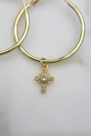 Intricate Cross Hoop Earrings