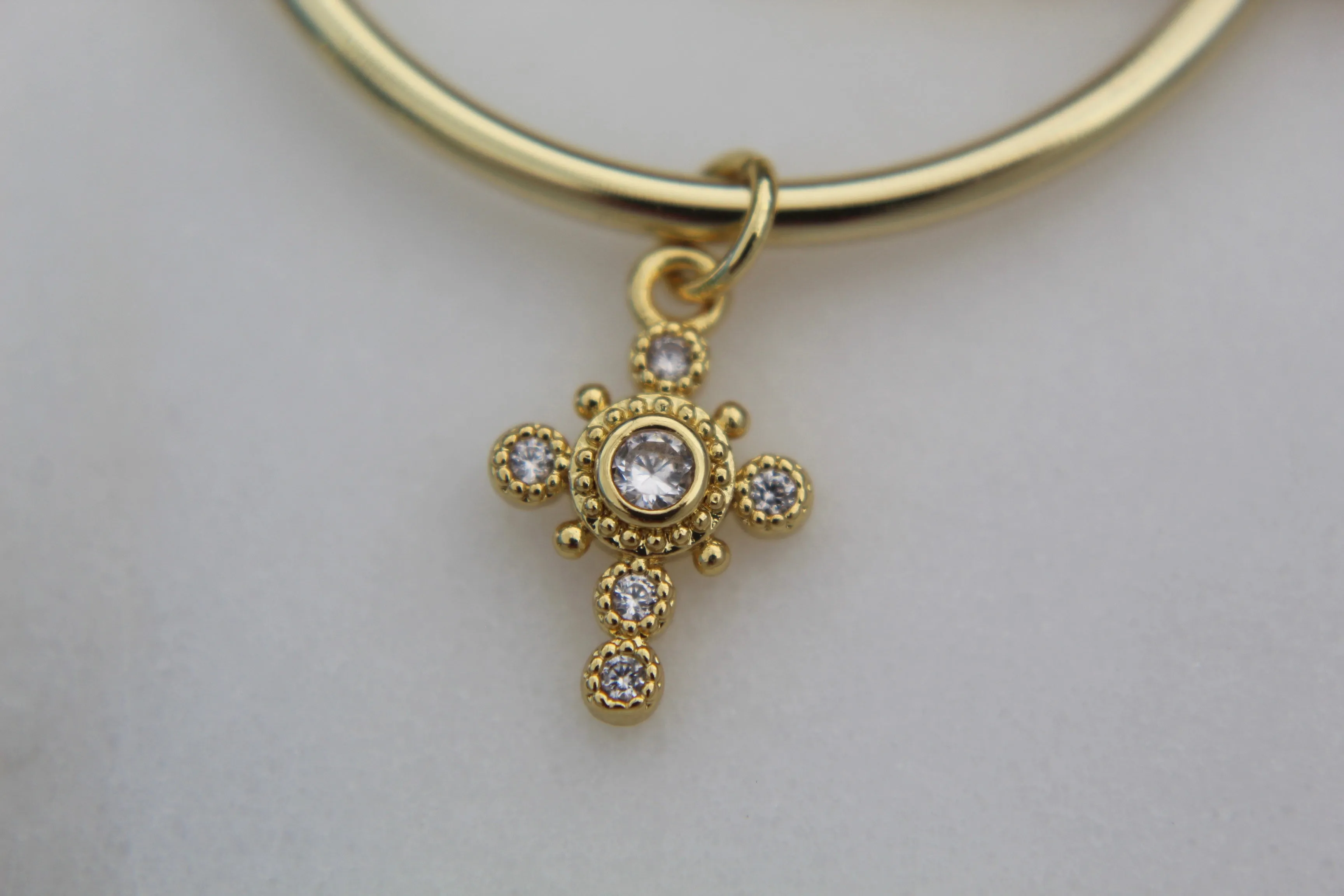 Intricate Cross Hoop Earrings
