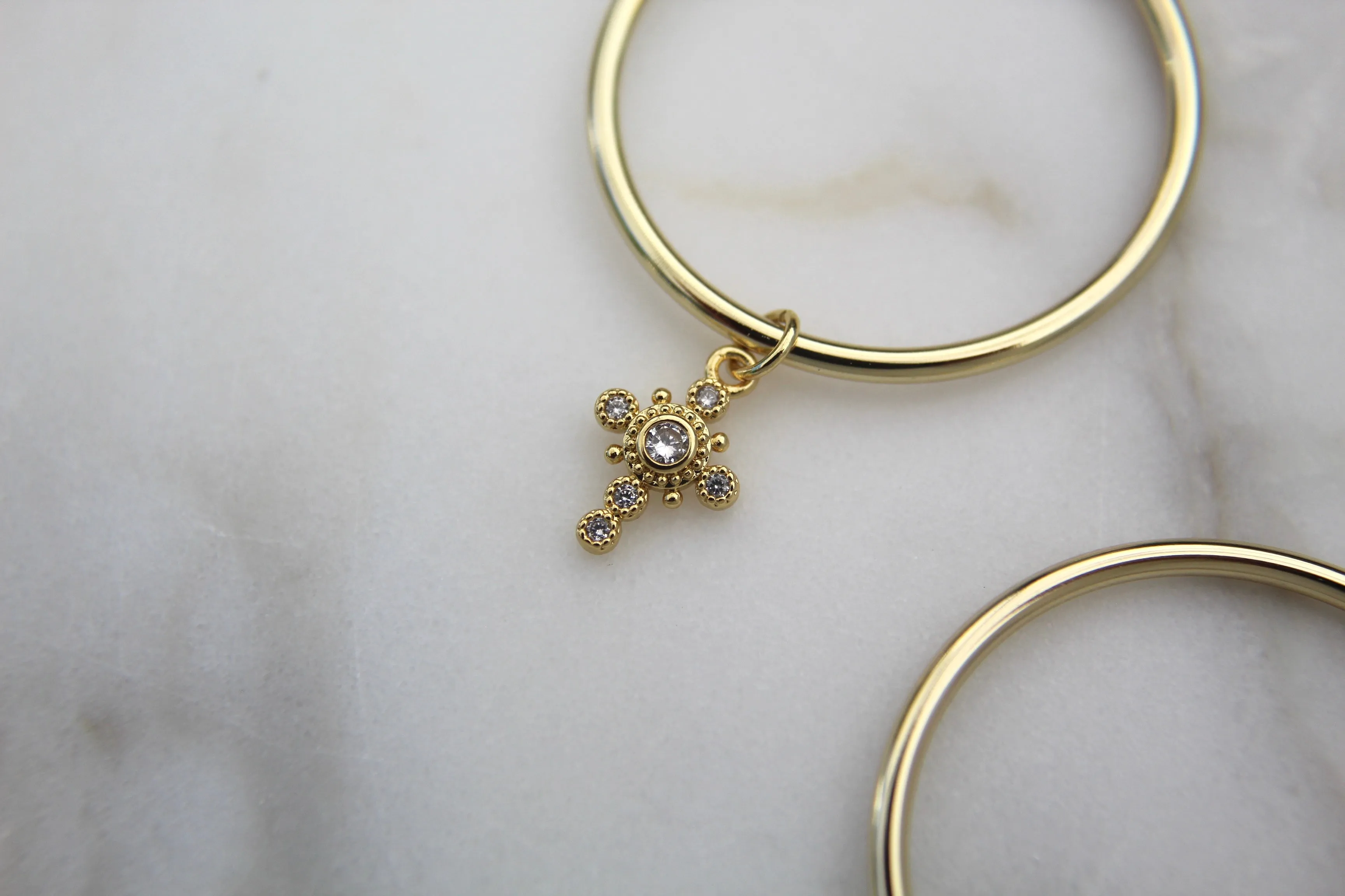 Intricate Cross Hoop Earrings