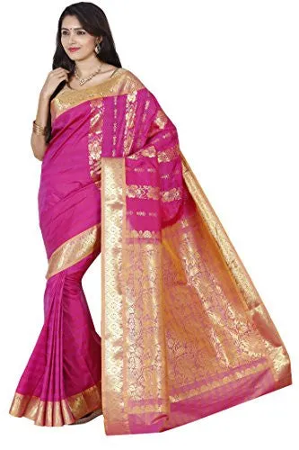 Kanchipuram silk saree Sumanjali Pattu Saree Handloom (SBB002 DEEP PINK)