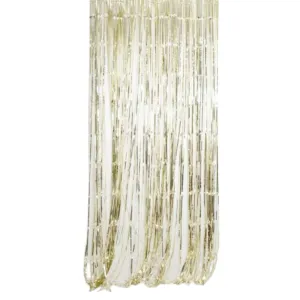 Metallic White Gold Fringe Curtain Backdrop