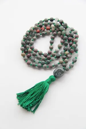 Natural African Bloodstone 8mm 108 Mala Beads, Spiritual, Meditation Beads, Reiki, Japa Mala, Buddhist Prayer Beads, Yoga Bracelet, healing beads LKMALA-RRGU-2570