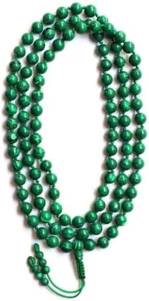 Natural Malachite 8mm 108 Mala Beads, Spiritual, Meditation Beads, Reiki, Japa Mala, Buddhist Prayer Beads, Yoga Bracelet, healing beads LKMALA-RRGU-841