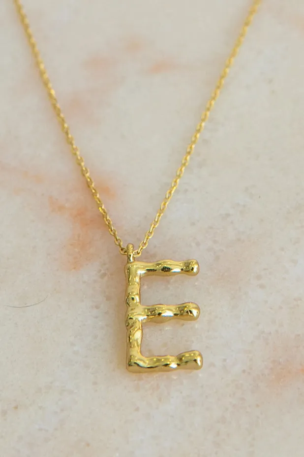 Queencii  Letter Necklace 925 Sterling Silver / 18k Yellow Gold Plated