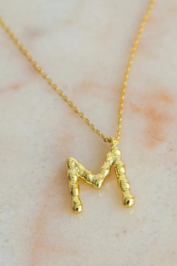 Queencii  Letter Necklace 925 Sterling Silver / 18k Yellow Gold Plated