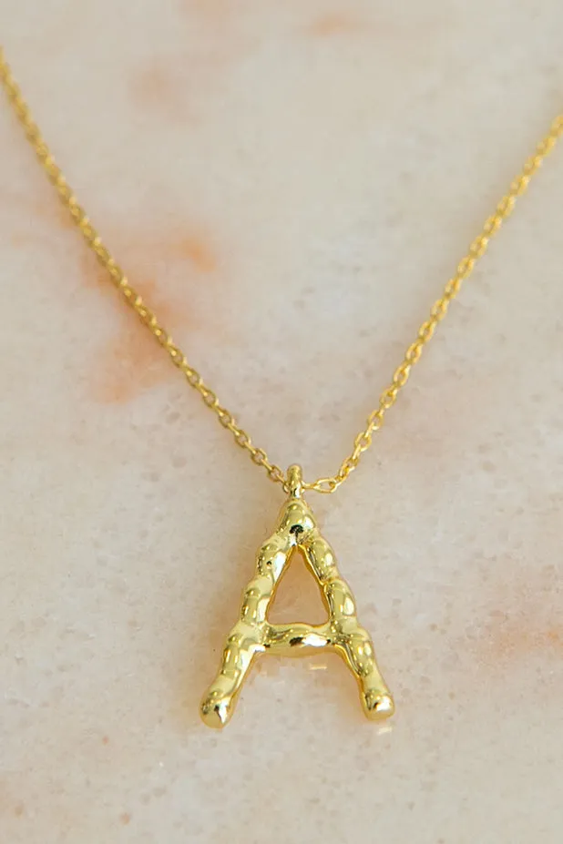Queencii  Letter Necklace 925 Sterling Silver / 18k Yellow Gold Plated