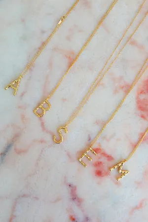 Queencii  Letter Necklace 925 Sterling Silver / 18k Yellow Gold Plated