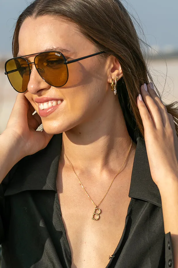 Queencii  Letter Necklace 925 Sterling Silver / 18k Yellow Gold Plated