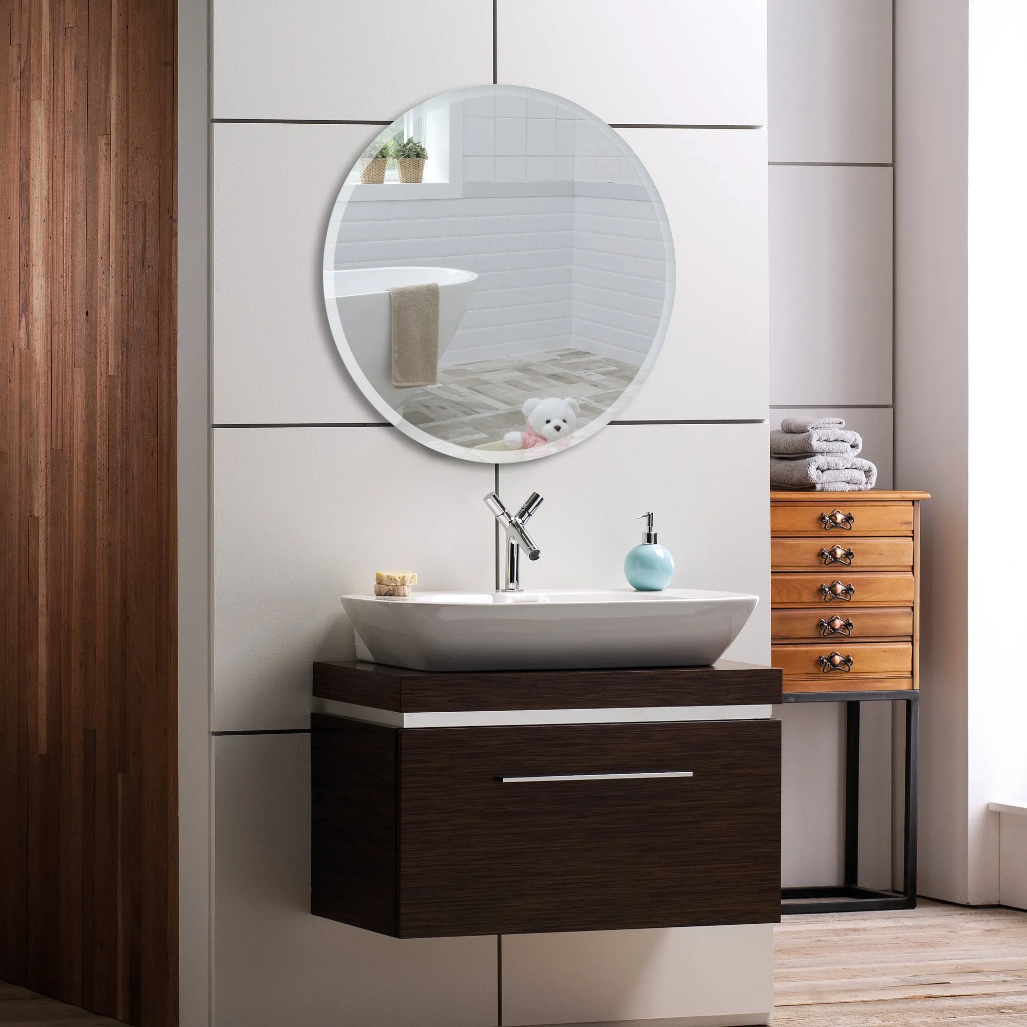 Rachel Round Bathroom Wall Mirror 2 Sizes 40Hx40Wcm and 60Hx60Wcm