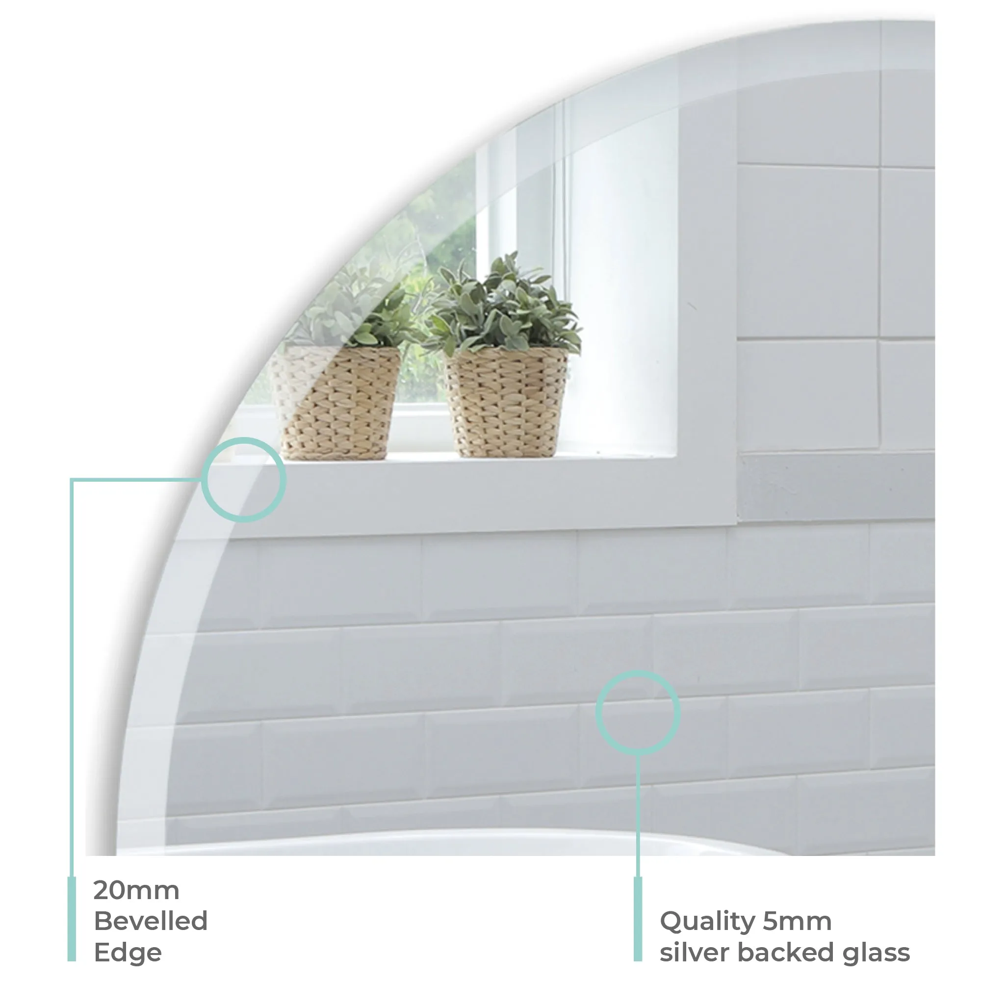 Rachel Round Bathroom Wall Mirror 2 Sizes 40Hx40Wcm and 60Hx60Wcm